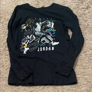 Nike Kids Black Long Sleeve Tee with Graphic Design